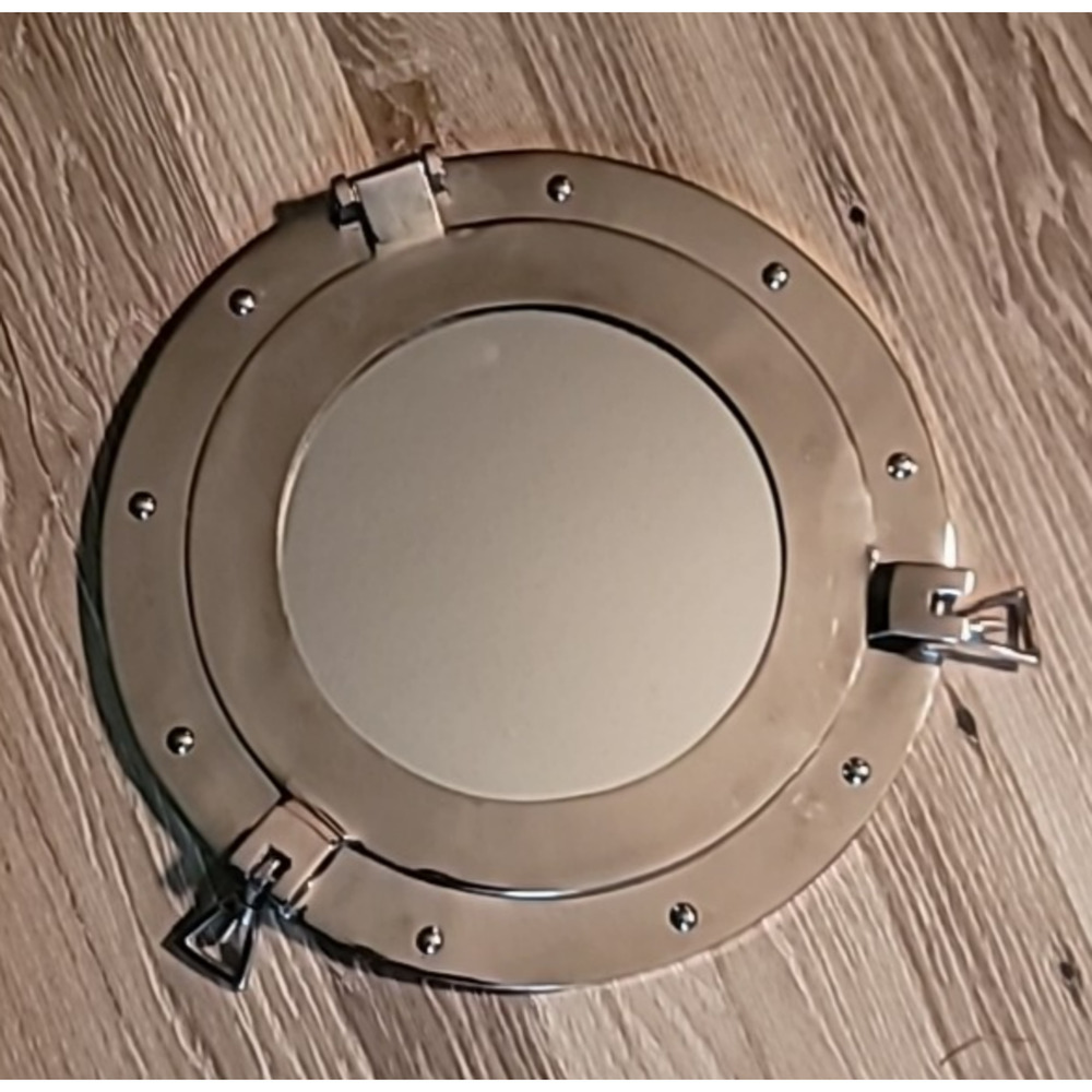 12" Porthole Mirror ~ Silver Finish ~ Nautical Maritime Decor ~Ship Cabin Window